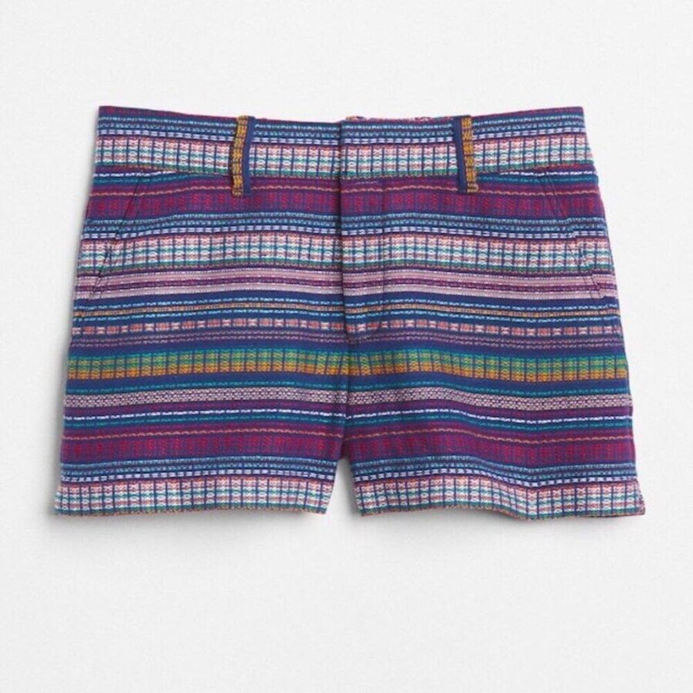 GAP City Mid-Rise Rainbow Tapestry Chino Shorts Size 0 - Picture 8 of 8